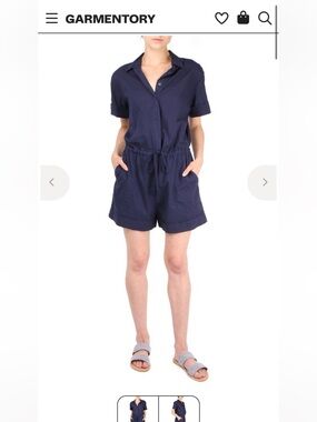Black Xirena Short Sleeve Button Romper
